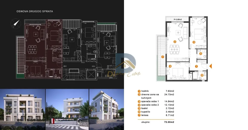 Satılık 2+1 Daire | Dumidran, Tivat